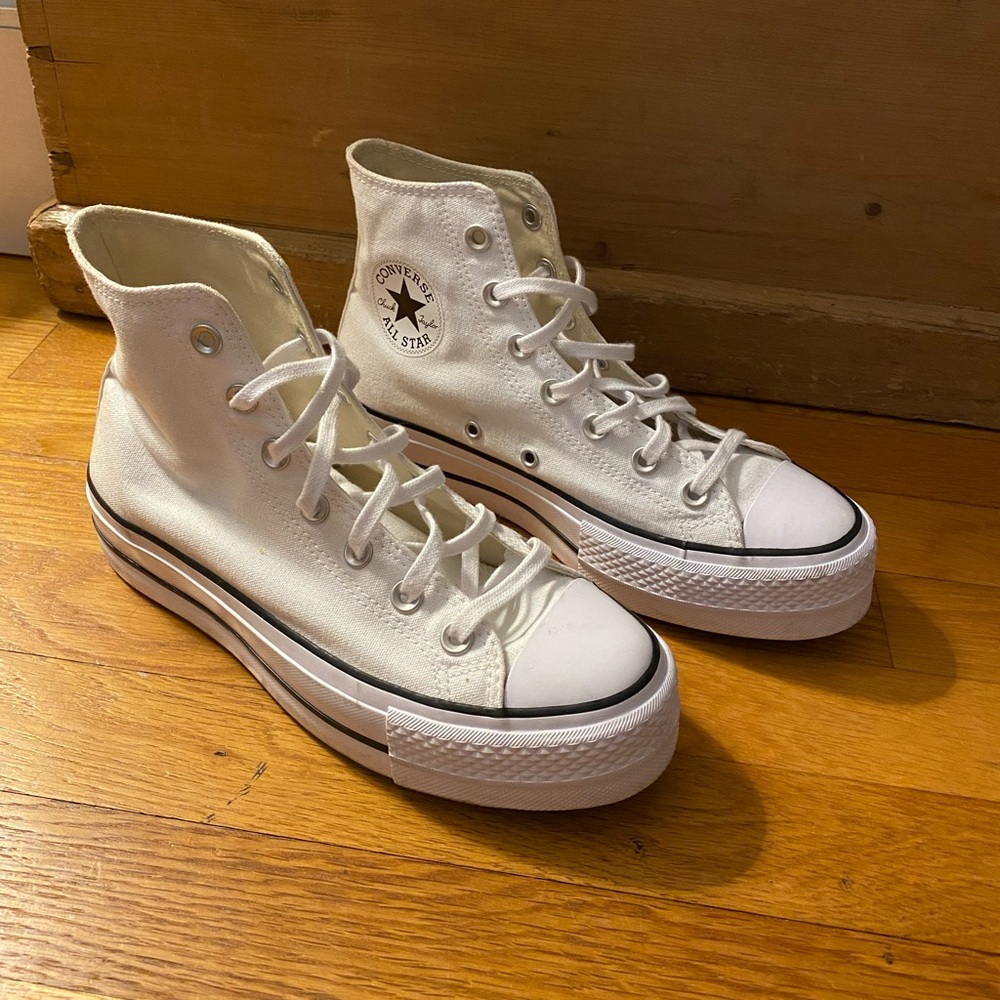 White Platform High Top Converse